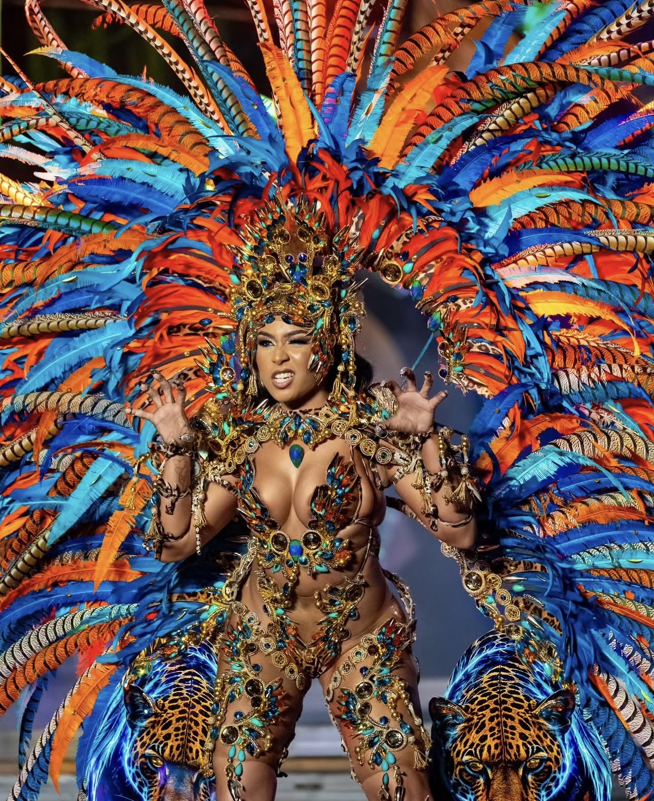 YUMA masquerader on the road at Trinidad Carnival 2026, photographed by Lion