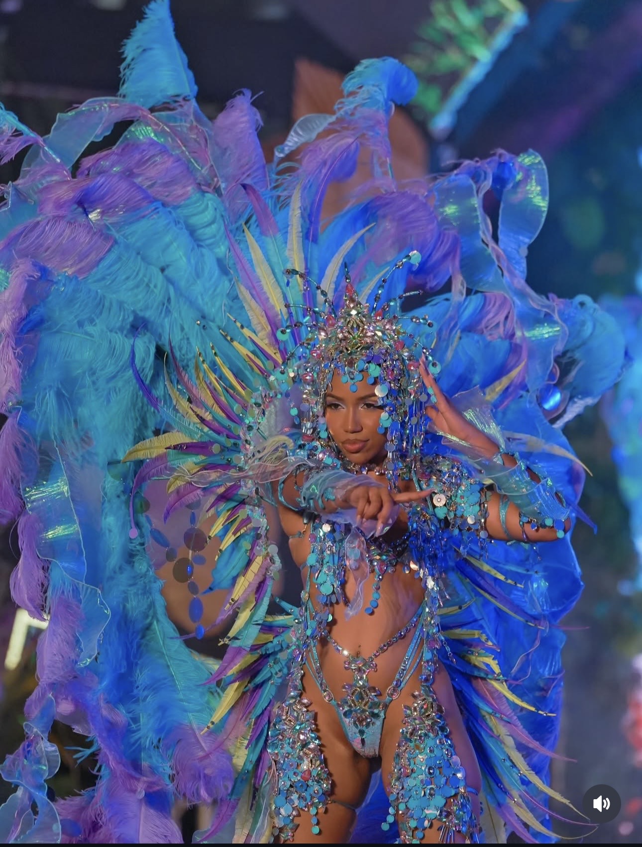 YUMA masquerader posing on the road at Trinidad Carnival 2026